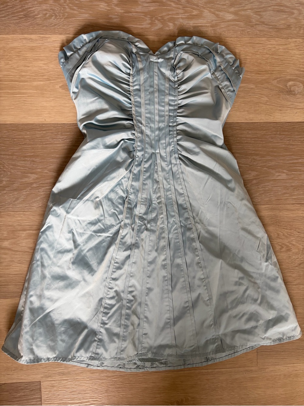 BCBGMAXAZRIA Y2K Satin Strapless Corset Mini Dress Blue Size 2